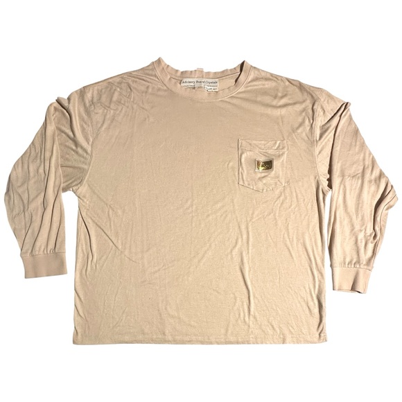 Advisory Board Crystals Logo Patch Long Sleeve Tee R-Shirt in Ecru Tan Size XL - Picture 2 of 7